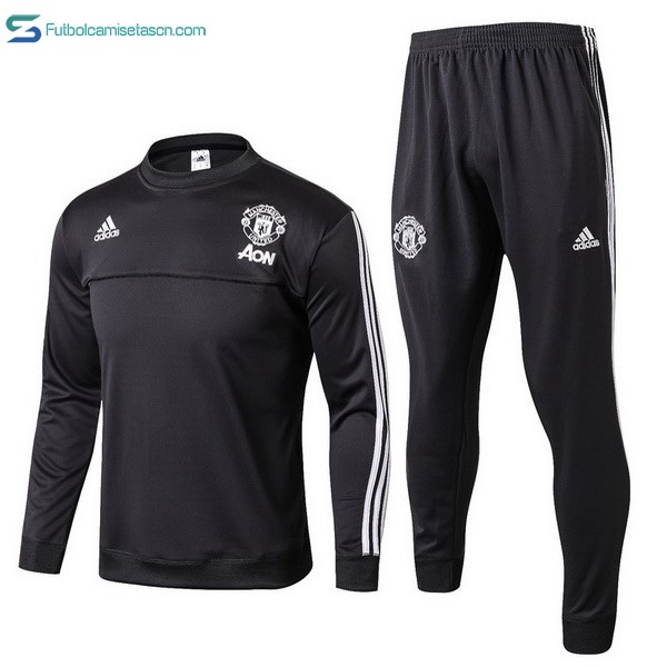 Chandal Manchester United Niños 2017/18 Negro Blanco